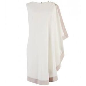 Ted Baker Bolty One Sided Draped Asymmetric Tunic Dress Ivory Pink
